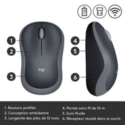 Logitech Wireless Optical Mouse - Grau M185