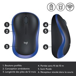 Logitech Wireless Optical Mouse - M185 Blau