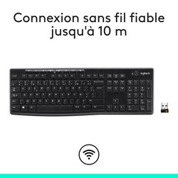 LOGITECH K270 Kabellose Tastatur - Azerty - PC / Mac - Schwarz