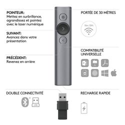 Pointeur - Logitech - Spotlight - Compatible avec Windows / Apple / Li