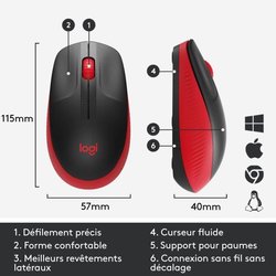 LOGITECH - Ratón inalámbrico rojo M190