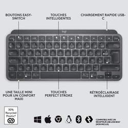 Logitech Wireless Keyboard - MX Keys Mini - GRAFITE - Compatta, Blueto