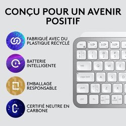 Teclado inalámbrico Logitech - MX Keys Mini - GRIS PÁLIDO - Compacto, 