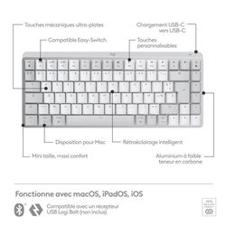 Teclado inalámbrico Logitech - MX Keys Mini - MAC - Compacto, Bluetoot