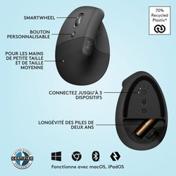 Logitech Lift Left Ergonomic Vertical Wireless Mouse for left-handed, 