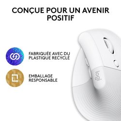Logitech - Lift Mouse para Mac - Ergenonómico inalámbrico - White