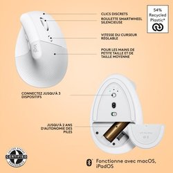 Logitech - solleva il mouse per Mac - ergonomico wireless - bianco