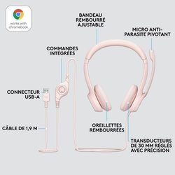 Logitech H390 Casco con cable estéreo con micrófono antibuidad, USB -A