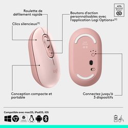 Mouse - Wireless - Logitech - Pop Mouse - Rosa
