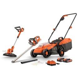 20V BRUSHLESS lawn mower pack 33cm cutting length + trimmer + hedge tr