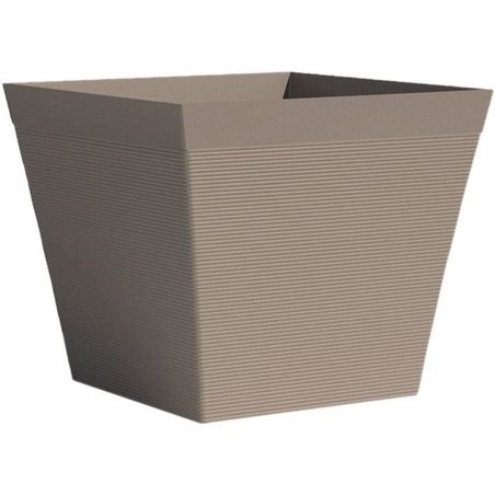 Pot carré - GARDEN ID - Green Care Impact Taupe - 39 x 33 cm - Garanti
