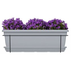 Kit macetero con soporte metálico y bandeja - GARDEN ID Relax - Gris P