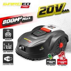 Robotmaaier - GARDEO - GRO20V20WIFI-2A - 20V - 800m² - Programmeerbaar