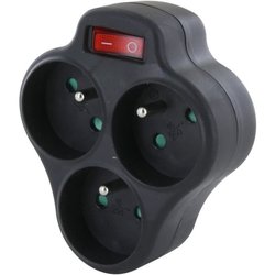 Domino 3x16A - CHACON - Triangolo con interruttore - Nero