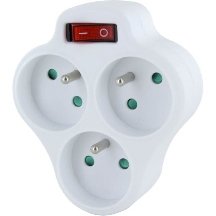 Domino 3x16A - CHACON - Triangle with switch - White