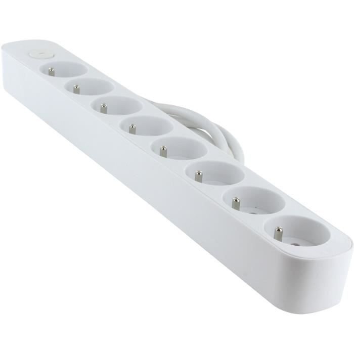 Regleta - CHACON - 8 x 16 A - Con interruptor - Cable de 1,5 m