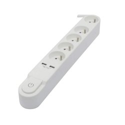CHACON Stekkerdoos 5 uitgangen 16 A met schakelaar, 2 USB-poorten en k