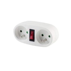 CHACON Tweedekker aansluiting 2x16A met witte schakelaar