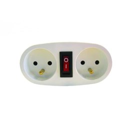 CHACON Biplite socket 2x16A with white switch