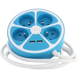 Ronde design stekkerdoos - CHACON - 4X16 A - 1,5 m snoer - Met 2 USB-A