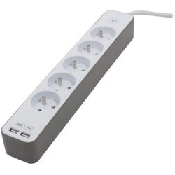 CHACON Stekkerdoos 5 stopcontact 16 A met 2 USB-poorten en kabel 1,5 m