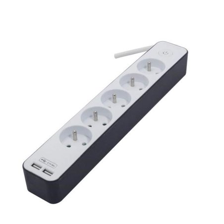 CHACON Bloc multiprise 5 prises 16 A avec 2 ports USB et câble 1,5 m H