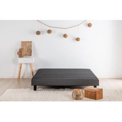 Sommier tapissier a lattes 160 x 200 - Bois massif gris anthracite + p