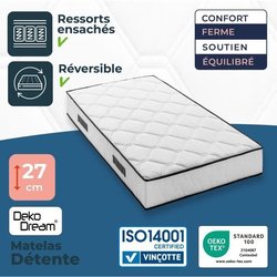 Matratzen- und Boxspring-Set 90 x 190 cm Höhe 27 cm  Taschenfedern  
