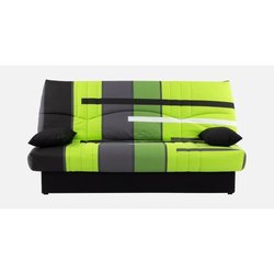 Canapé convertible clic clac 3 places - Tissu motif Piste vert - L 190