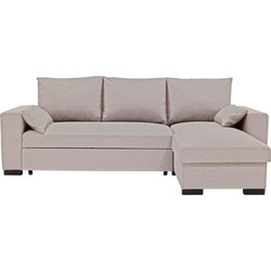 Canapé d angle convertible - MORGAN - 3 places - Beige avec coffre et 