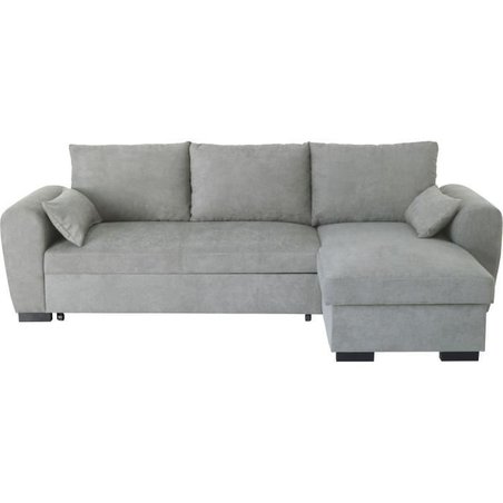 Wende-Ecksofa MAX  Chaiselongue mit Truhe  hellgrauer Stoff  L 240 