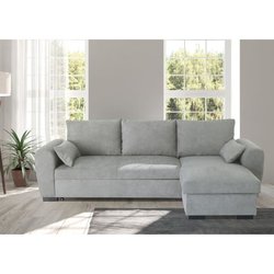 Wende-Ecksofa MAX  Chaiselongue mit Truhe  hellgrauer Stoff  L 240 