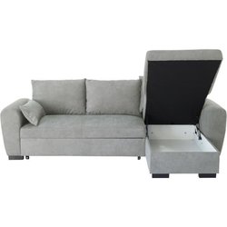 Wende-Ecksofa MAX  Chaiselongue mit Truhe  hellgrauer Stoff  L 240 