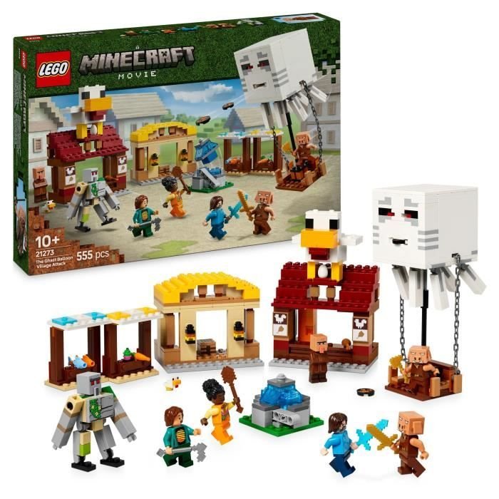 LEGO Minecraft 21273 Les Ghasts a l Attaque du Village - Jeu pour garç