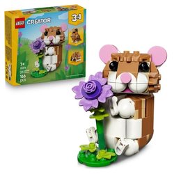 LEGO Creator 3-en-1 31376 L Adorable Hamster et la Fleur - Jouet de Co