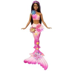 Barbie  Meerjungfrau mit magischer Blume  Puppe mit langen braunen H