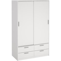 Schlafzimmerschrank - ONTARIO - Mattweiß - 2 Türen - 4 Schubladen - 12
