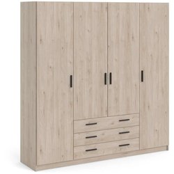 Armoire VEGA - Décor Chene Jackson - 4 portes + 3 tiroirs - L 195,5 x 