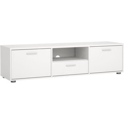 Meuble TV - MEDIA - Blanc mat  - 2 portes, 1 tiroir - 147,2 x 39,8 x 3