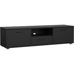 TV-Schrank - MEDIA - Mattschwarz - 2 Türen, 1 Schublade - 147,2 x 39,8