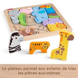 Fisher-Price - Houten dierenpuzzel - Vormen sorteren met 13 stukjes - 