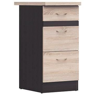 Junona Kitchen Basse mobili 40 cm - 3 cassetti - Trovos - Chene Sonoma