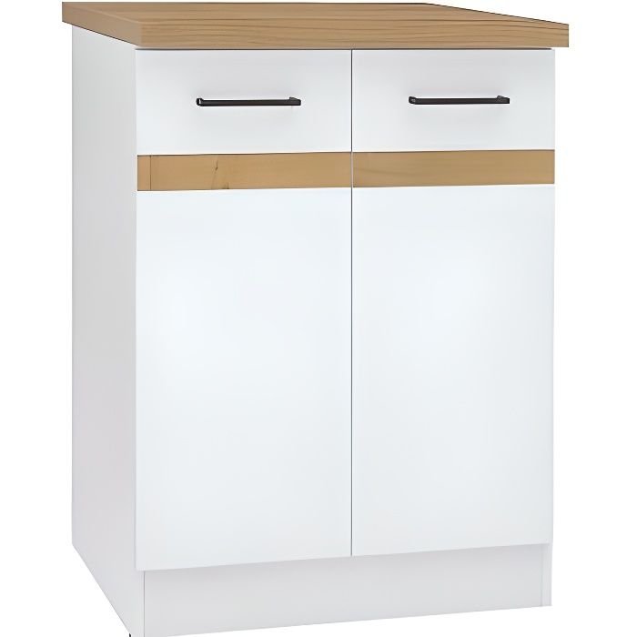 Junona Kitchen Low Cabinet 60 cm - 2 porte - Trovone - Brivello bianco