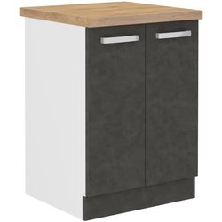 Mobile base 2 ante battenti - Grigio opaco - L 60 x P 51,6 x H 85 cm -