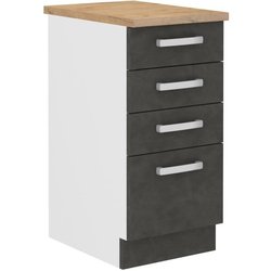 Low cabinet 4 drawers with worktop - matt gray - L 40 x D 51.6 x H 85 