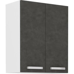 High cabinet with hinged doors - Matt gray - L 60 cm x D 31.6 x H 72 c