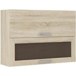 Glazen hoge kast met 2 kanteldeuren - B 80 x D 31,6 x H 72 - Sonoma ei