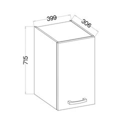 Mueble alto con 1 puerta batiente - Decoración roble Sonoma - An. 40 x