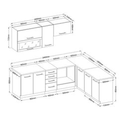 LASSEN Eck-Komplettküche 240x165 cm mit Arbeitsplatte - Dekor Eiche So