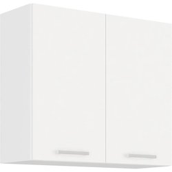 ATLAS Hochschrank mit 2 Flügeltüren - Weißes Dekor - L80 cm